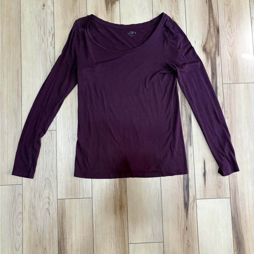 LOFT Women's Deep Purple Long Sleeve Blouse